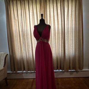 Stevies Magenta Maxi Dress with Sparkling Waist
